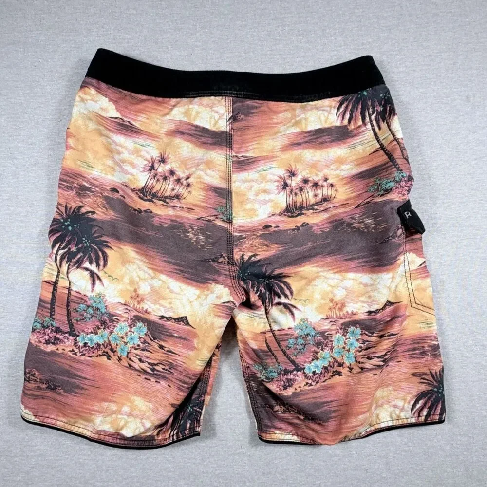 Rip Curl Board Swim Surf Shorts 31 Mirage Palm Tree Sunset Mountain Y2K